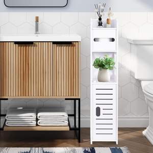 Armoire de rangement pour petits espaces de salle de bain, <span class=keywords><strong>porte</strong></span>-<span class=keywords><strong>papier</strong></span> toilette, support, petite armoire de rangement mince pour salle de bain - Product Image 6