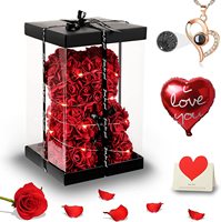 Ours en Roses AYOYO OEM Personnalisé pour la Saint-Valentin 2026, Ours en Mousse de Roses en Peluche avec Boîte Cadeau