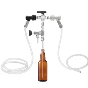 Counter Pressure Bottle Filler Kit, Push-In Fitting Quick Connector Beer Filling Tools,Gas/Liquid Ball Lock With 2M Hose