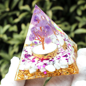 <b>Crystal</b> <b>Chip</b> Pyramid Resin Epoxy Craft Desktop Ornament Amethyst Tree Copper Jar White Turquoise Home Decoration - Product Image 3
