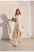 Robe de soirée longue asymétrique Nicecover, blanc cassé, à épaules dénudées, avec dentelle, idéale pour mariage, banquet et occasions mondaines – Nouvelle collection très prisée