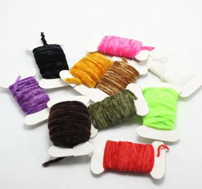 10 Warna Cacing Memancing Benang Benang Benang Benang Benang Chenille Floss Bahan Pengikat Terbang Woolly