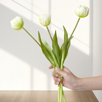 Bouquet de 3 tulipes artificielles en silicone souple, fleurs artificielles au toucher réel, pour hôtel, restaurant, salon, décoration de la maison