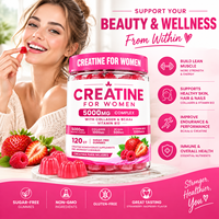 Créatine pour femmes, complexe 5000 mg avec collagène et BCAA, vitamine B12, 120 gommes de créatine sans sucre