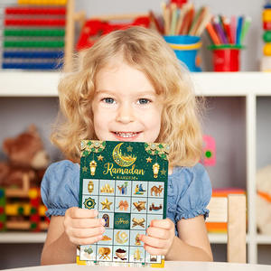 DAMAI musulmán islámico Eid Mubarak púrpura Luna Castillo niños Eid regalos <span class=keywords><strong>Bingo</strong></span> jugar cartas Ramadán accesorios Ramadán decoraciones 2025 - Product Image 3