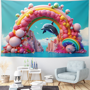 Fondo Fotográfico Portátil <span class=keywords><strong>de</strong></span> Poliéster <span class=keywords><strong>de</strong></span> 100x150cm con Temática del <span class=keywords><strong>Mundo</strong></span> Submarino, Estilo ROMANCE Colorido, para Fiestas y Eventos Promocionales - Product Image 6