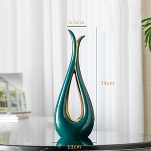 Jarrón de Flores en Forma de Gota de Agua con Borde Dorado, Jarrones Modernos de Cerámica, Decoración Nórdica para el Hogar, Hotel, Mesa - Product Image 3