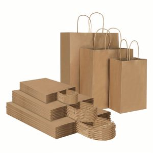 ถุงของขวัญกระดาษคราฟท์พร้อมหูหิ้ว ถุงช้อปปิ้งสีน้ำตาลขาว ถุง DIY สำหรับงานปาร์ตี้และงานเทศกาล - Product Image 1
