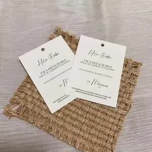 Etichette personalizzate per abbigliamento etichette personalizzate per vestiti con carta bianca biglietto altalena in rilievo con filo di corda etichette per vestiti - Product Image 1