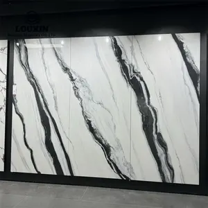 3200mm Big Size Sintered Stone Panda White Marble Veins 12mm Thickness Porcelain Slab For Countertops