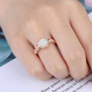 Bague de fiançailles en pierres précieuses d'opales rondes naturelles pour femmes, bijoux de haute qualité, offre spéciale - Product Image 2
