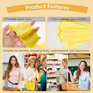 Sacs en plastique Huamaohengchun, lot de 50, 12,5 x 22 pouces, avec poignées, sacs jaunes pour vêtements, pour le commerce de détail et l'alimentation, résistants - Product Image 4