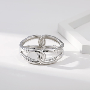 DHJ60514 Wholesale European and American Alloy Gold and <strong>Silver</strong> Chunky Statement <strong>Torque</strong> Cuff <strong>Bangle</strong> - Product Image 5