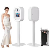 2026 Hot Selling Oval Landscape DSLR Photo Booth Dengan Kontrol APP Lampu RGB & Kipas Pendingin iPad Photobooth Untuk Bisnis Sewa