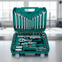 Ensemble d'outils mécaniques à main de 61 pièces, OEM, acier au chrome-vanadium, clé à douille, clé combinée, trousse de réparation automobile, coffret rigide LIKO