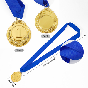 Logotipo personalizado Medallas de premio de metal de 2 "Cinta Lisa Cinta de grogrén de 1er y 3er lugar para la competencia escolar de Medallas - Product Image 6