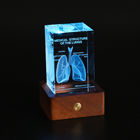 Cube de squelette anatomique humain gravé au laser 3D en cristal transparent, modèle de statue, presse-papiers, anatomie, neurologie, sciences médicales