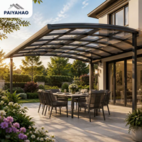 Auvent de terrasse en aluminium Paiyahao Long Span 3.0mm, revêtement poudré, toit en polycarbonate teinté, auvent extérieur pour villa moderne et jardin