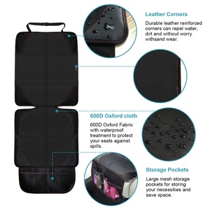 Seat Protector Single Seat Cover <b>Car</b> Seat Protector with Non-slip Backing Mesh Pockets - Product Image 4