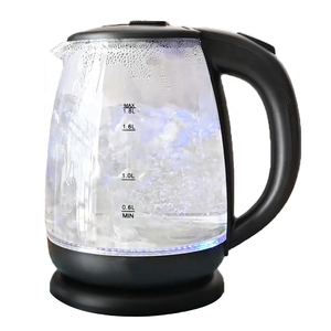 Bouilloire électrique en verre 2,0 L avec indicateur de niveau d'eau, anneau lumineux LED bleu, verre borosilicate, arrêt automatique, protection contre l'ébullition à sec, rotation à 360° ° Base OEM - Product Image 3