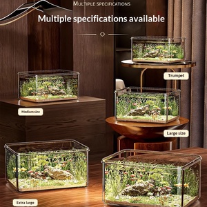 Aquarium rectangulaire <span class=keywords><strong>de</strong></span> bureau à haute transparence pour l'élevage <span class=keywords><strong>de</strong></span> poissons rouges et <span class=keywords><strong>de</strong></span> tortues, idéal comme décoration - Product Image 2