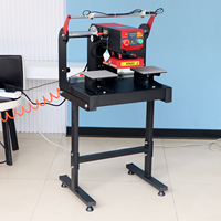 Presse à chaud pneumatique double station RS-T1515 15x15cm avec support, plateau coulissant 6x6 pouces pour impression de logos, étiquettes, DTF et sublimation