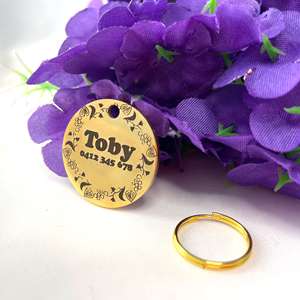 Placa de Identificación para Perro de Acero Inoxidable, Chapada en Oro, Táctica, Acolchada, Duradera, Premium, con Nombre Personalizado Grabado y Diseño Floral - Product Image 6