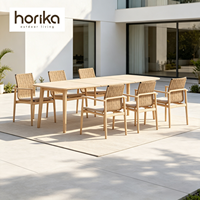 Foshan personnalisé ODM hôtels complexes modernes tout temps luxe dîner chaises teck mobilier d'extérieur ensembles de table à manger étanche