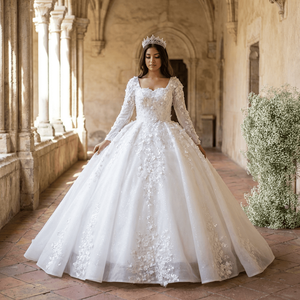 Lsany229 Vintage <b>Ball</b> Gown Lace Wedding Dresses Long Sleeve Appliques Bridal Gowns Vestidos De Novia Jancember - Product Image 1