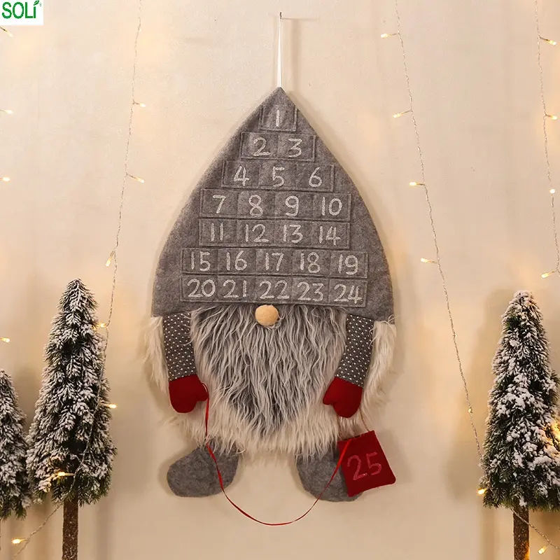 Atacado Parede Pendurado Santa Sentiu Advento Calendário Com Bolsos Natal Contagem Regressiva Para Casa a Decoração Da Árvore de Natal