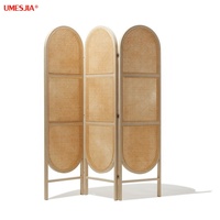 Paravent en rotin naturel avec cadre en bois moderne, paravent pliable
