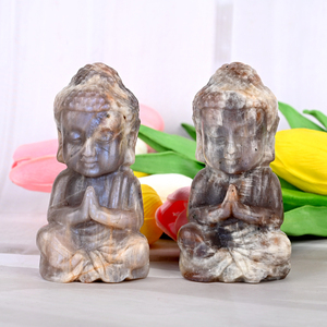 Statue de Bouddha en cristal sculptée à la main, pierre de lune, pour la décoration intérieure – Offre spéciale - Product Image 1