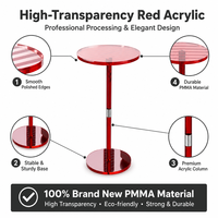 Table d'appoint rouge en acrylique élégante, anti-tremblement, minimaliste, haute transparence, qualité supérieure, acceptant les commandes en gros, directement de l'usine