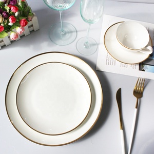 <span class=keywords><strong>Set</strong></span> di <span class=keywords><strong>Piatti</strong></span> in Ceramica JK per Ristoranti, <span class=keywords><strong>Piatti</strong></span> Rotondi Personalizzati, <span class=keywords><strong>Set</strong></span> da Cena in Porcellana Bianca con Bordo Dorato, Economico - Product Image 5