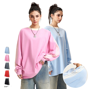 <span class=keywords><strong>2024</strong></span> Otoño Invierno lavado tres barras deportes hombro manga larga <span class=keywords><strong>Camiseta</strong></span> hombres suelta Color sólido - Product Image 3