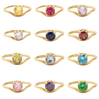 Bague en acier inoxydable plaqué or 18 carats de haute qualité, luxe léger, zircon coloré, éternité fine, empilable, tendance, pour femmes