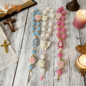 Colgantes Công Giáo Tôn Giáo mặt hàng virgen de San Juan de los lagos Mặt dây chuyền vòng cổ chéo Crochet kinh Mân Côi Keychain Keyring - Product Image 4