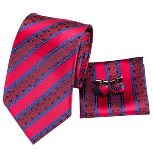 All'ingrosso di alta qualità rosso matrimonio uomo cravatta e fazzoletto 100% seta cravatta regalo Set scatola - Product Image 2