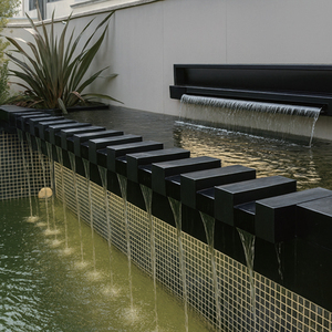 <span class=keywords><strong>Fontaine</strong></span> d'eau <span class=keywords><strong>de</strong></span> jardin à thème paysager éclairée en acier inoxydable pour l'extérieur avec pompe électrique, cascade <span class=keywords><strong>de</strong></span> jardin - Product Image 4