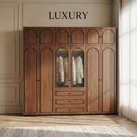 Armoire Moderne de Luxe en Bois Massif à Panneaux Plats avec 3 Tiroirs - Meuble de Chambre Écologique Gain de Place et Durable