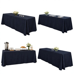 Mantel de poliéster lavable a máquina, imitación lino, resistente, rectangular, tamaño personalizado para alquiler en bodas y eventos, suministro al por mayor - Product Image 1