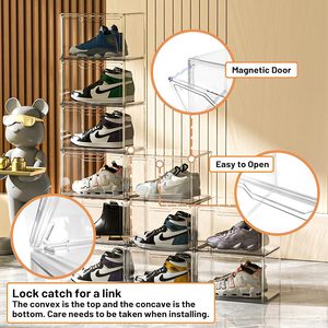 Injection Molded PET Acrylic <b>Fold</b> Magnetic Side Open Custom Organizer Case Giant Transparent Clear Sneaker Shoe <b>Storage</b> Display - Product Image 4