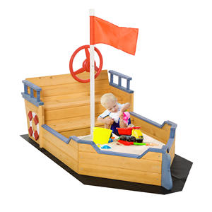 Outsunny Barco Pirata de Madera para Niños, Arenero con Compartimento de Almacenamiento, 158x78x45,5 cm - Product Image 1