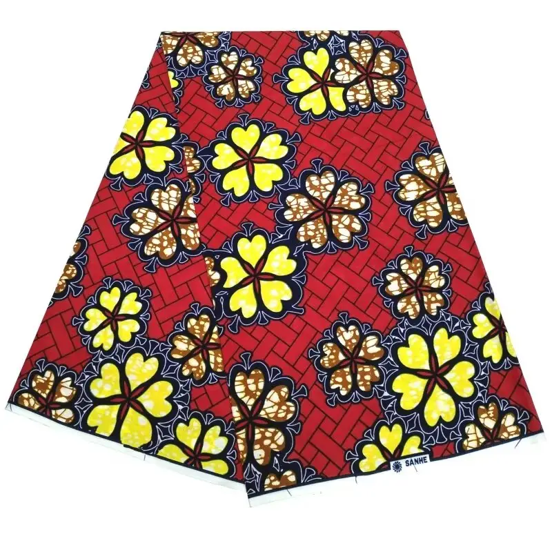 Neue Herzensblumen nigerianisch-afrikanisch 100 % Baumwolle Ankara Wachs Stoff Stil Doppeldrucke Warp-Nähen Party-Kleid Handwerk