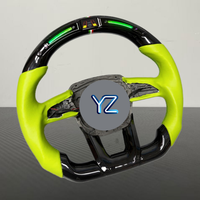 Volant en cuir vert à fond plat avec LED intelligentes personnalisées YZ, en fibre de carbone, pour Lamborghini Huracan LP640 LP650 LP670 Urus Upgrade
