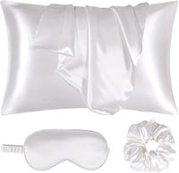 Ensemble Cadeau Luxe Soirée Beauté : Taie d'oreiller en satin de soie, Masque de nuit, Chouchou en satin de soie pour Femme