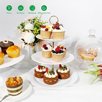 Présentoir à Cupcake personnalisé durable à 3 niveaux pour fête de mariage, plateau en mélamine élégant pour fruits et desserts