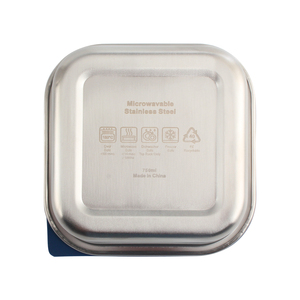 Stainless Steel Rectangle Food Container with Blue Plastic Lid Airtight Leak Proof Single Compartment <b>Lunch</b> <b>Box</b> - Product Image 6