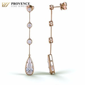 Boucles <span class=keywords><strong>d</strong></span>'oreilles pendantes tendance pour fiançailles en <span class=keywords><strong>or</strong></span> jaune 10K avec diamants de laboratoire certifiés IGI taille poire 2 carats, conçues pour femmes - Product Image 2