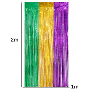 2PCS Mix Color Foil <b>Curtains</b> 1*2M <b>Tinsel</b> <b>Curtain</b> Mardi Gras Party Supplies Mardi Gras Birthday Party New Orleans Party Decor - Product Image 4